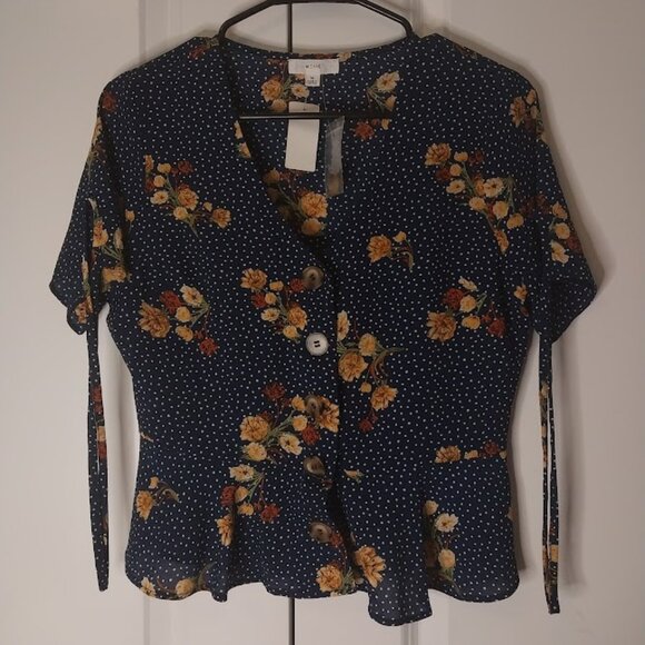 Woman's Flower Polka Dot Blouse - Picture 1 of 11